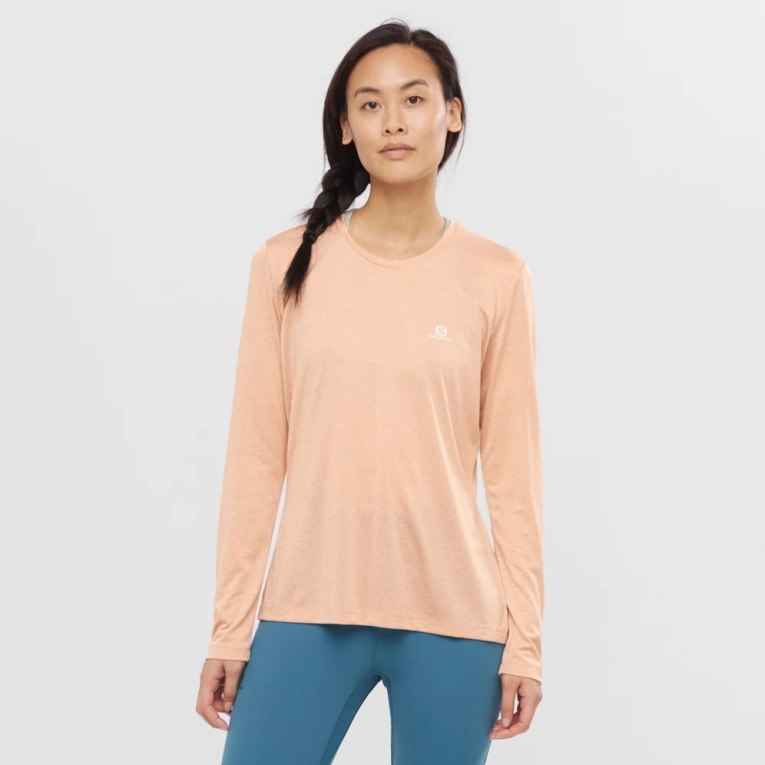 Camiseta Salomon Agile Long Sleeve Mujer Albaricoque | MX TPVE305